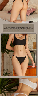3Pcs/Set Cotton G-String Sexy Women Thong Adjustable Belt Seamless Panties Breathable Low Waist Lingerie Female Soft Solid Color