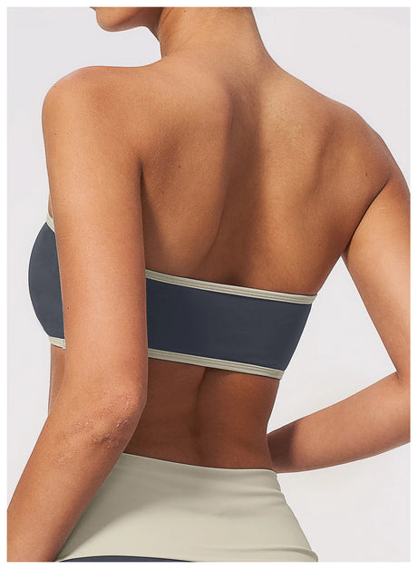 Summer Strapless Sports Bra Color blocked Women Quick-Drying Yoga Bra Women's Tube Top Fitness Chest Wrap Underwear Workout Bras
