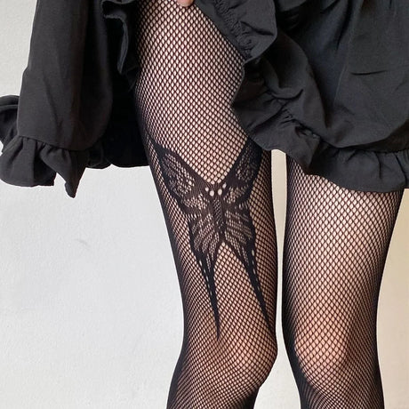 New Goth Lolita Cosplay JK Girls Tights Women Sexy Retro Gothic Kawaii Cross Print Club Stockings Nylon Socks Fishnet Pantyhose