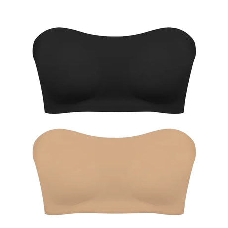 Women's Sexy Strapless Push Up Bra Removable Padded Seamless Ice Silk Top Women Invisible Beauty Back Anti-slip Off-shoulder Bra