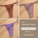 3Pcs/Set Cotton G-String Sexy Women Thong Adjustable Belt Seamless Panties Breathable Low Waist Lingerie Female Soft Solid Color