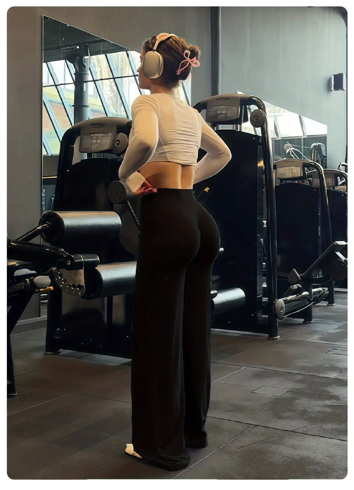 DFXEN LOGO New Women Wide Leg Yoga Pants High Waist Butt Lift Loose Fitness Gym Workout Flare Leggings Casual Sports Trousers