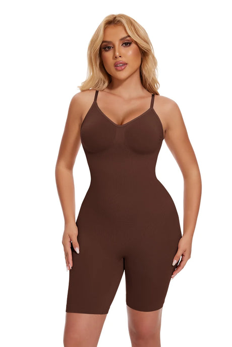 Women V Neck Shapewear Tummy Control Bodysuit Breathable Tank Top Sexy Adjustable Strap Full Body Shaper High Stretch Anti Chafing Faja Invisable Comfortable Shorts Slimming Waist Trainer Butt Lifter 3 Colors Available