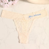 Custom Embroidered Name Lace Panties for Women Personalized Letter Bridal Underwear Wedding Honeymoon Gift