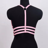 Women's Edgy Pink Faux Leather Harness Belt - Metal O-Ring Decor - Minimalist Fashion Waist Accessory for Stylish Outfits