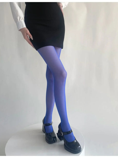 Blue Green Ultra-thin Nylon Thigh High Stockings Pantyhoses Women Sexy Women Tights Velvet Sexy Lingeries Hosiery Body Stockings