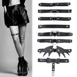 Punk Black Heart Leather Sword Belt Waist Garter Handmade Body Bondage Sexy Leg Suspenders Harness Stockings Belts for Women
