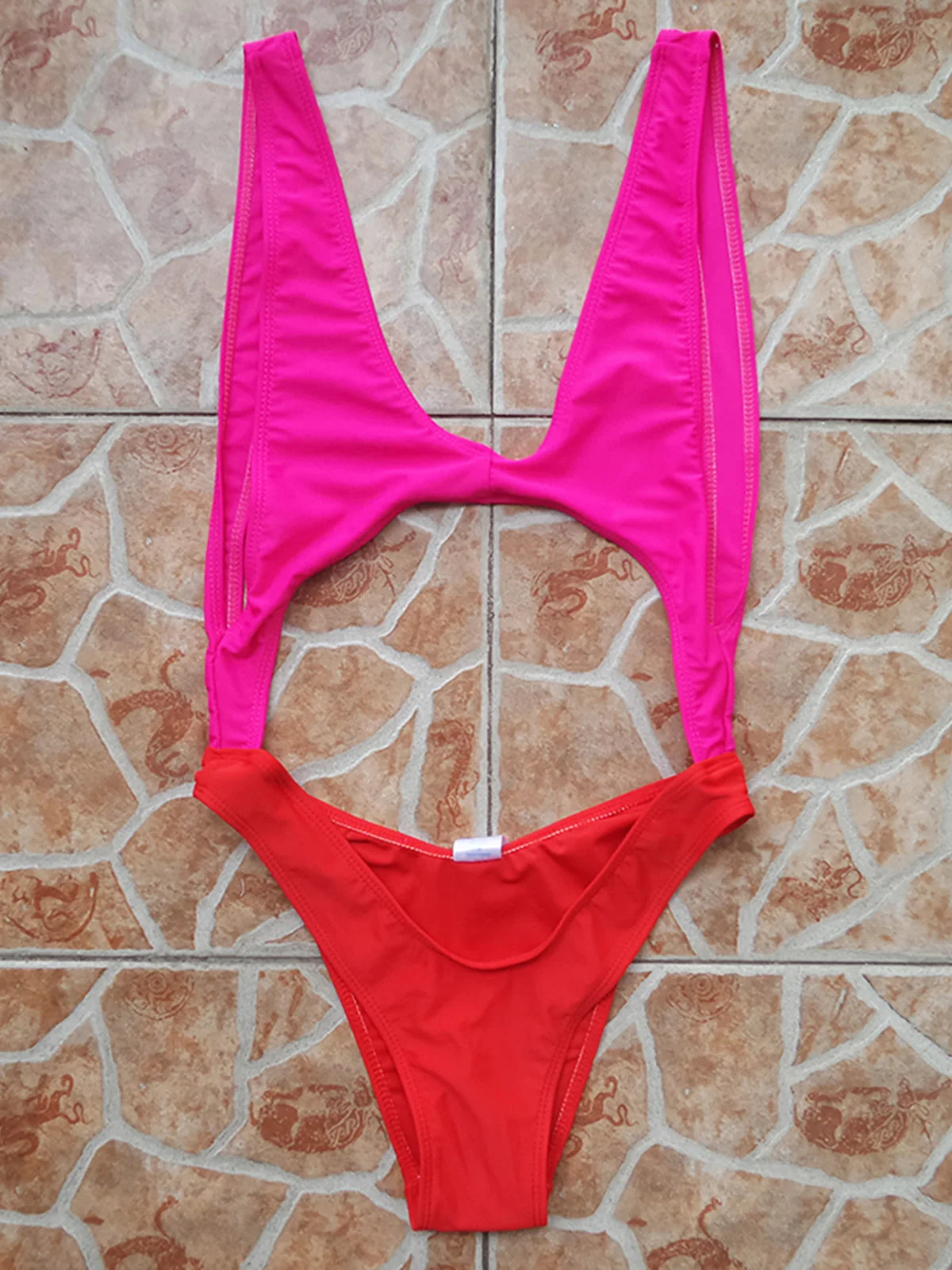 New Splicing Tummy Tut Out Sexy Monokini One Piece Swimsuit Bather Bathing Suit Swim Suit For Women Swimwear Female V110C
