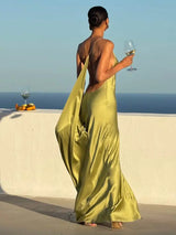 Elegant Solid Women's Dress Side Split Backless V-Neck Hip Package Lady Long Dresses 2026 Summer Autumn Female Party Robe New