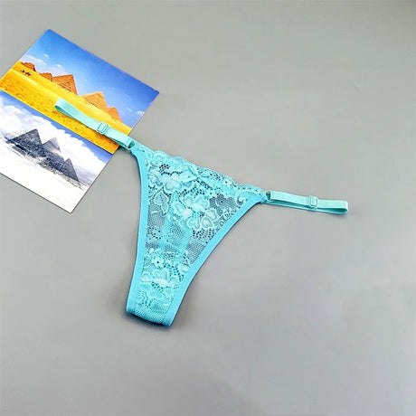 3PCS Adjustable Sexy Transparent Thong Panties Women Lace Underwear Low Waist Female T-back String Underpants