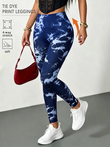 Super Soft High Waisted Tie Dye Leggings for Women Yoga Running Gym No See Through Workout Athletic Tights Gym Fitness
