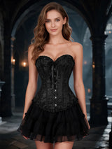 Women Bustier Corset Victorian Gothic Jacquard Front Busk Waist Cincher Halloween Party Wear
