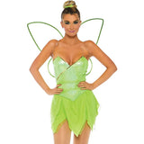 Adult Classic Fairy Tinkerbell Womens Halloween Cosplay Costume Green Tinkerbell Dress Sexy Women's Eye Candy Dresses