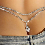 Luxury Women's Rhinestone Double Chain Water Drop Waist chain Crystal Body Belly Chain Fashion Accessory for Special Occasions
