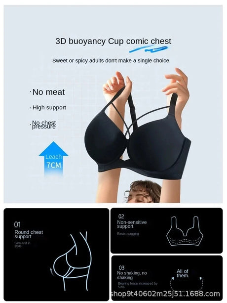 Large Size Seamless Lingerie for Women Thin and Sexy Bra Comfortable Top Up Push-up  Anti Sagging Sports Breast Collection Bras