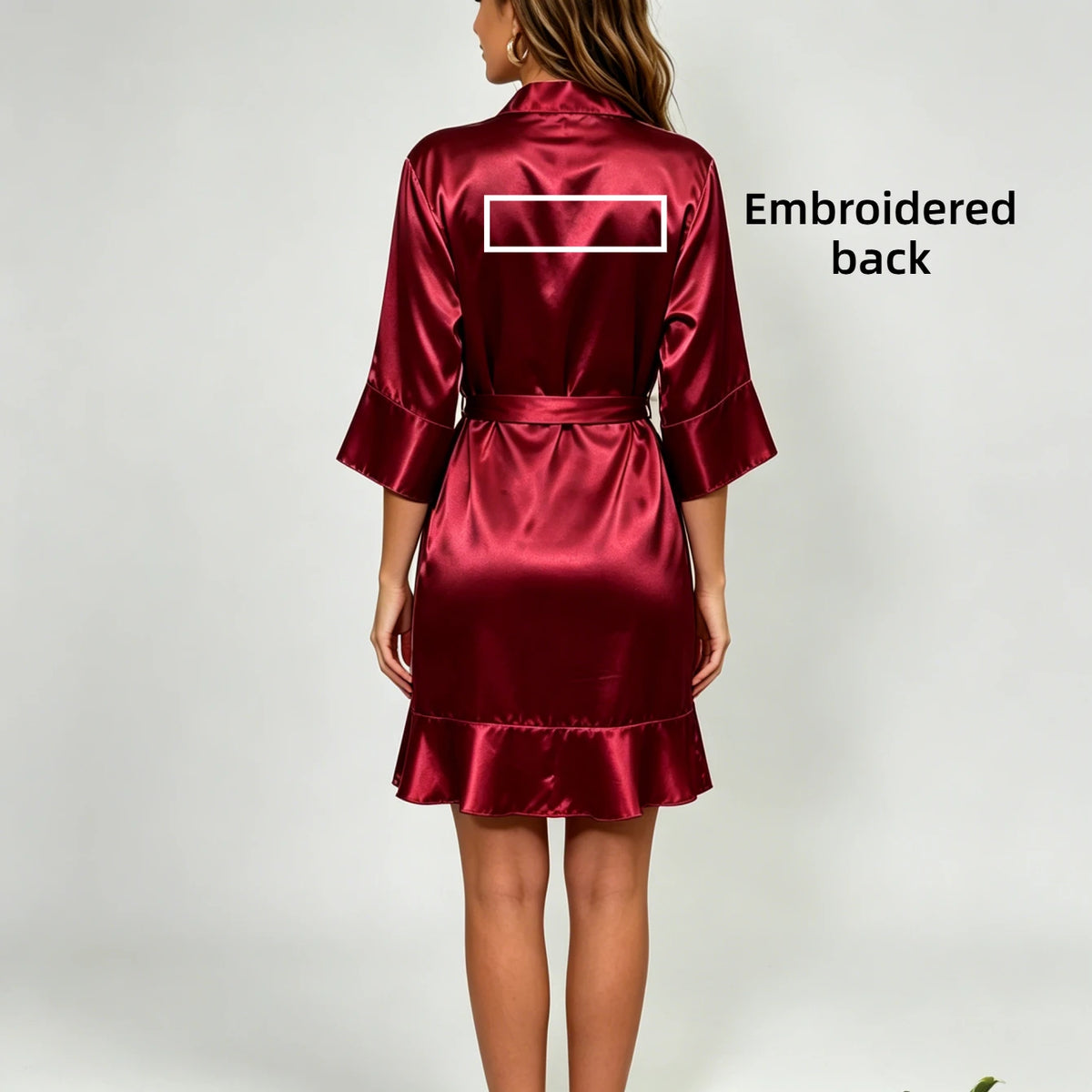 Custom Name Embroidery Satin Kimono Robe Personalized Name Bridesmaid Bride Wedding Getting Ready Morning Robe Bridal Party Gift