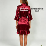 Custom Name Embroidery Satin Kimono Robe Personalized Name Bridesmaid Bride Wedding Getting Ready Morning Robe Bridal Party Gift