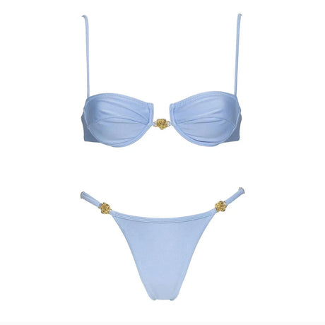 Push Up 3Pcs Swimsuit Sexy Bikini Women Swimwear Brazilian Biquini Crochet Skirt Bathingsuit Female Solid Swim Suit Beachwear