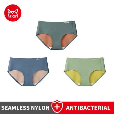 MiiOW 3Pcs Color-block Women's Underwear Women Panties Grade Antibacterial Crotch Lingerie Skin-Friendly Brief Female Underpants