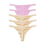 5Pcs Sexy Cotton Thongs Low Waist Seamless Female Comfortable Lingere Underpants Breathable Underwear Women G String