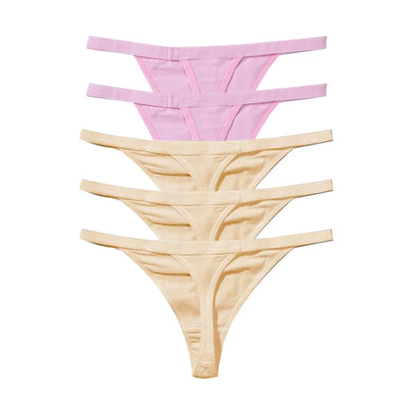 5Pcs Sexy Cotton Thongs Low Waist Seamless Female Comfortable Lingere Underpants Breathable Underwear Women G String
