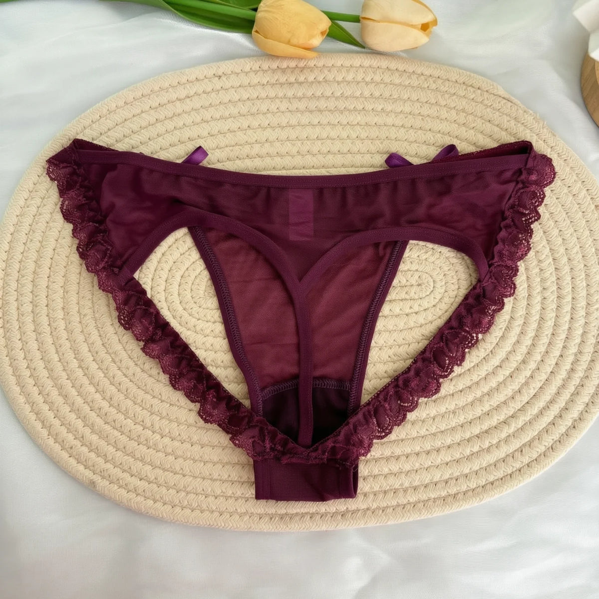 Custom Rhinestone Letter Name Underpants Sexy Mesh Panties Low Rise Hollow Hip Briefs Personalized Gift Wife Lover Anniversary