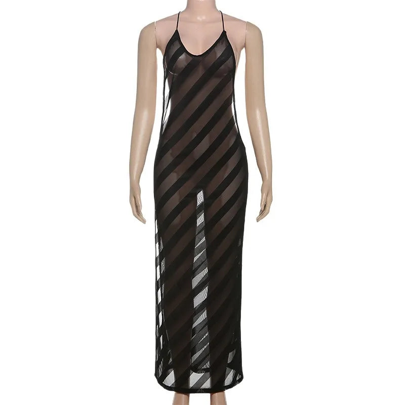 Sexy Style Party & Banquet 2026 New Arrival Women's Black Deep V-Neck Backless Sheer Fashion Sexy Strapless Dress