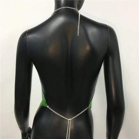Sexy Metal Sequins Tank Top For Women 2025 Summer V Neck Backless Crop Tops Luxury Solid Short Party Nightclub Tank Tops