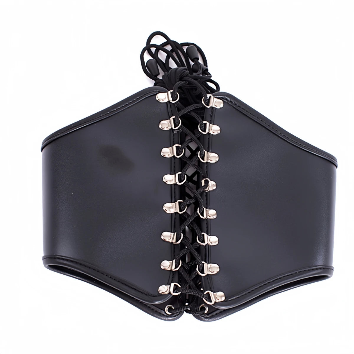 Waist Training 24cm Front Length Tight Lacing Korset for Women Black Leather Underbust Corset Body Shaper