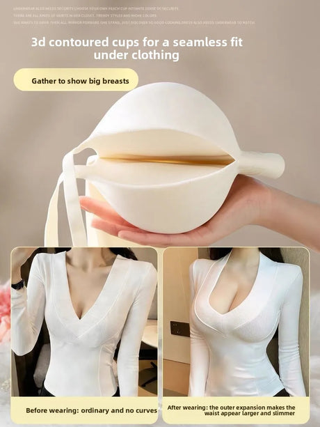 12CM Extreme Push Up Bra for Small Breast, Ultra Thick Pad Wireless Plunge Lingerie, Sexy Padded Bra to Enhance Curves