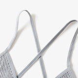 2Pcs/Set Ribbed Cross Back Triangle Bralette Set Women Spaghetti Strap Breathable Daily Bra Wireless Casual Daily Lingerie S-L