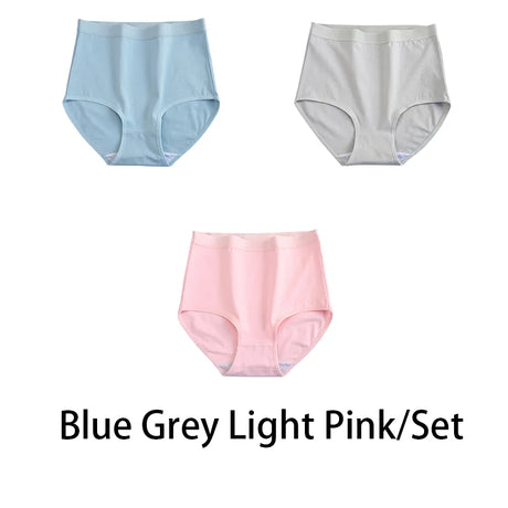 3PCS/Set M-3XL Women Plus Size Panties Cotton Underwear Lingerie 6 Solid Colors Sexy Female High Waist Seamless Briefs NKT2119