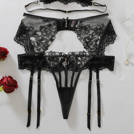 Women's Fashion Gemstone Pendant Decoration Heavy Craftsmanship Flower Embroidery Midnight Temptation Body Shaping Underwear Spl