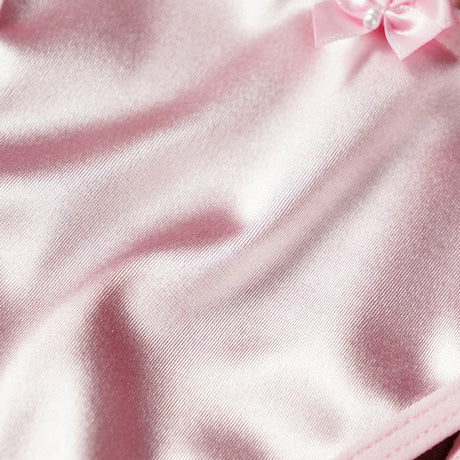 1/3Pcs Women Satin Thong Underwear Sexy Low Waist Bow G-string Cotton Crotch T-back Panties M-2XL