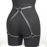 18 Leather Bondage Sleepwear Open Crotch Porn PU Garter Belt Lingerie Metal Chain Women Hot Babydoll Dress Strap Leg Sexy Briefs