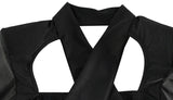 Ahagaga Sexy Club Women's Mini Dresses Solid Hollow Out V-Neck Regular Long Sleeves Sheath Bodycon Slim Fit Streetwear Vestidos