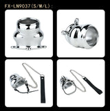 ORALSX Stainless Steel Testicle Pendant Scrotum Locking Ring Male Penis Bondage Rings BDSM Penis Exercise Gay Adult Sex Toys