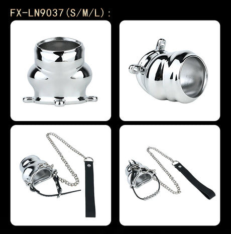 ORALSX Stainless Steel Testicle Pendant Scrotum Locking Ring Male Penis Bondage Rings BDSM Penis Exercise Gay Adult Sex Toys