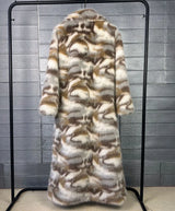 ZADORIN 130cm Long Thicken Lapel Cow Print White Brown Faux Fur Coat Woman Clothing Luxury Fluffy Jacket Winter Fur Coats Woman