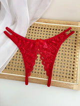 Custom Name Crystal Letter Briefs Sexy Lace Crotchless Knickers Hollow Waist Panties Open Gear Underpants Girlfriend Wife Gift