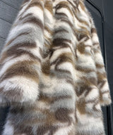 ZADORIN 130cm Long Thicken Lapel Cow Print White Brown Faux Fur Coat Woman Clothing Luxury Fluffy Jacket Winter Fur Coats Woman