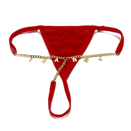 Custom Chain Thong With Name Letters Shiny String Hotwife Gifts Customized Lingerie Lace Panties String Name Personalized Gift
