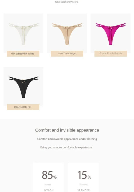 Women’S Low Rise Thong Sexy Panties Double Love Buckle Strap G-String Sports Thongs Breathable Underpants for Fine Womens Белье