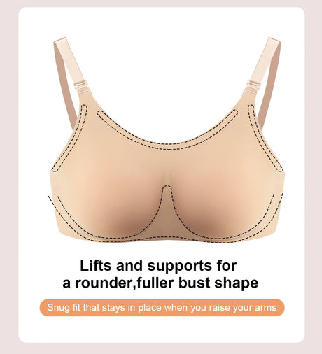 2024 Round Shape Silicone Fake Breast Forms Push Up Seamless One Piece Bra for Crossdresser Shemale Drag Queen Large 2 In 1
