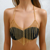 Metal Body Chain Bra Harness Sexy Chest Chain Beach Body Jewelry For Women 2025 Rave Accessories