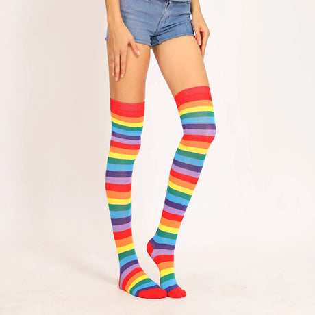 1/6 Pairs Women's Striped Stocking Japanese Over Knee Socks Fashion Women Keep Warm Slim Long Socks Black White Striped Hosiery