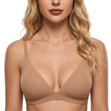 Triangle Non-paded Bralettes Women Wireless Deep V Bras Plunge Unlined No Underwire Brassiere Seamless Comfortable Everyday Bras