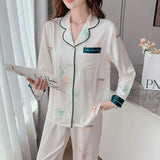 Satin Silk Pajamas for Women's Set pyjamas Button Pigiama Donna pjs Winter Mujer Pijama Sleepwear Nightwear woman 2 piece set