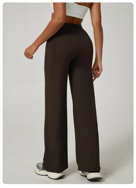 DFXEN LOGO New Women Wide Leg Yoga Pants High Waist Butt Lift Loose Fitness Gym Workout Flare Leggings Casual Sports Trousers