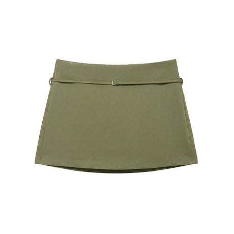Women's Solid Color Skort with Belt Side Zipper Casual Shorts Skirts Fashionable And Stylish Women's Clothing